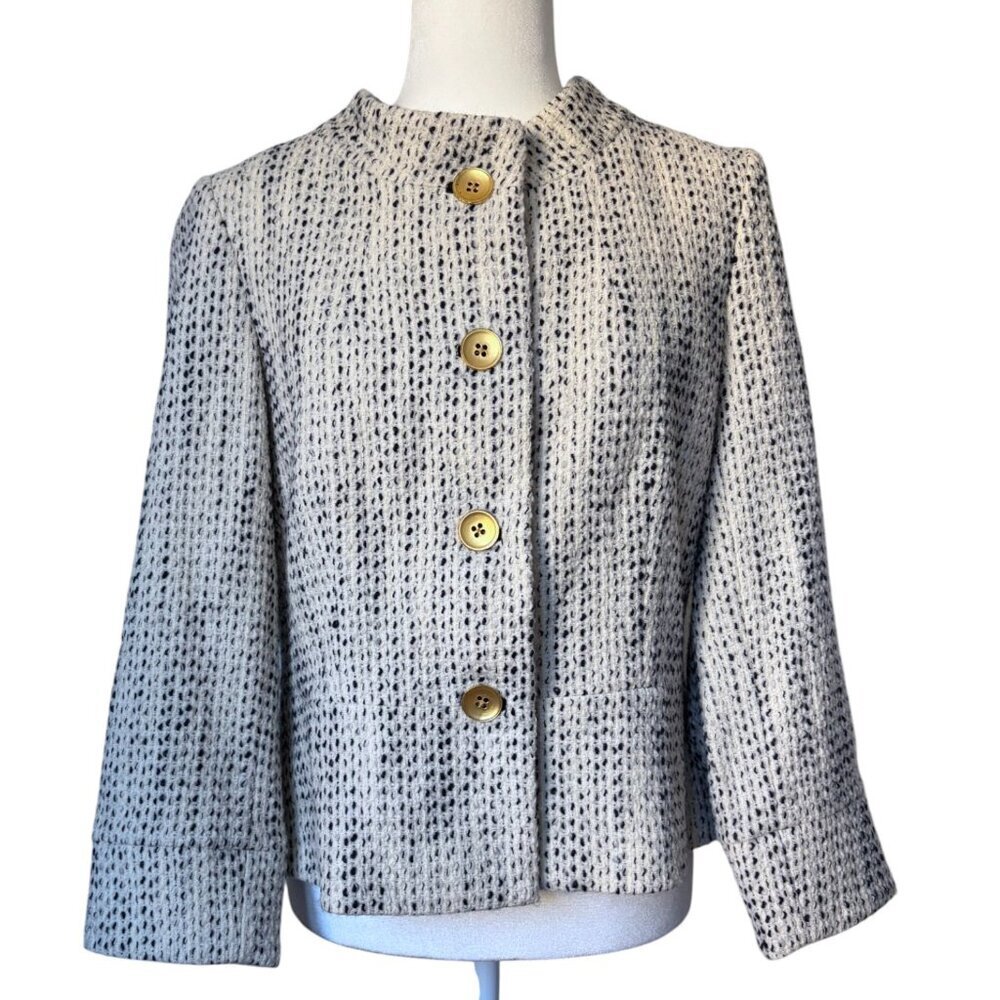 VICTOR ALFARO 100% Wool Textured Round Collar Blazer jacket , size  14